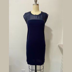 RACHEL Rachel Roy Faux Leather Cap Sleeve Shift Mini Dress